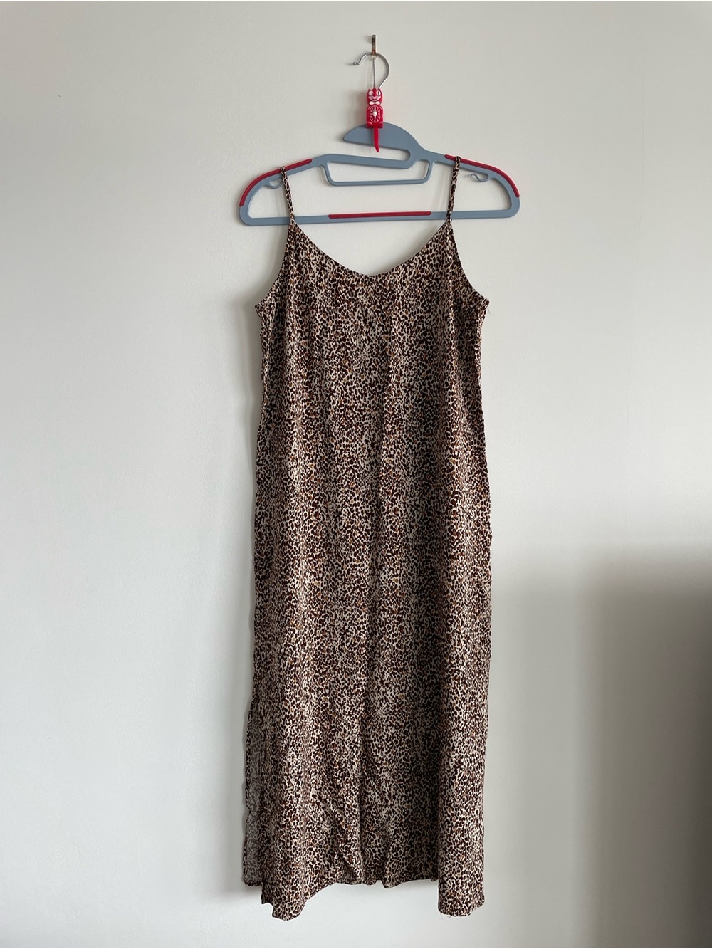 Leopard-Print Slip Maxi Dress in Brown